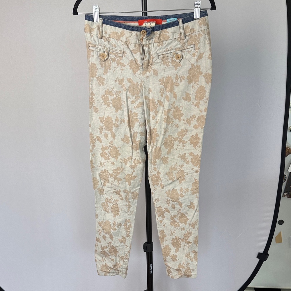 Cartonnier Beige Floral Women's Cropped Jeans